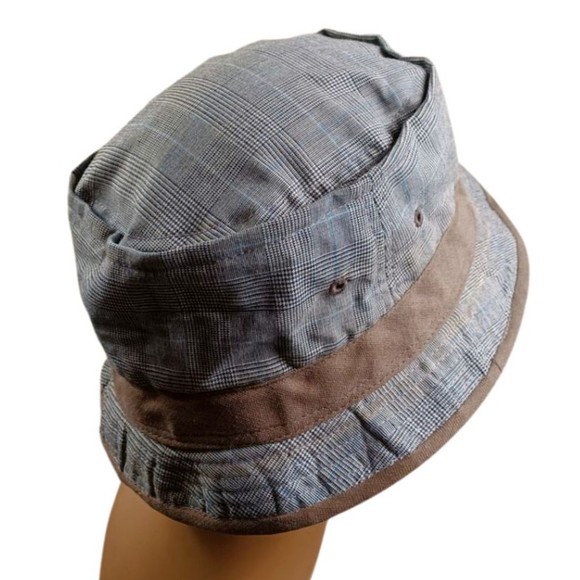 Basiquenti Unisex Men's Women's Size M Bucket Hat - Gray w/ Blue & Black Stripes - Picture 2 of 5